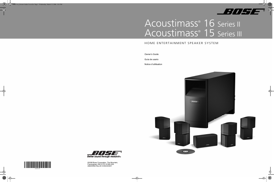 Acoustimass, Series ii, Series iii | Bose 15 Series III User Manual | Page 44 / 44