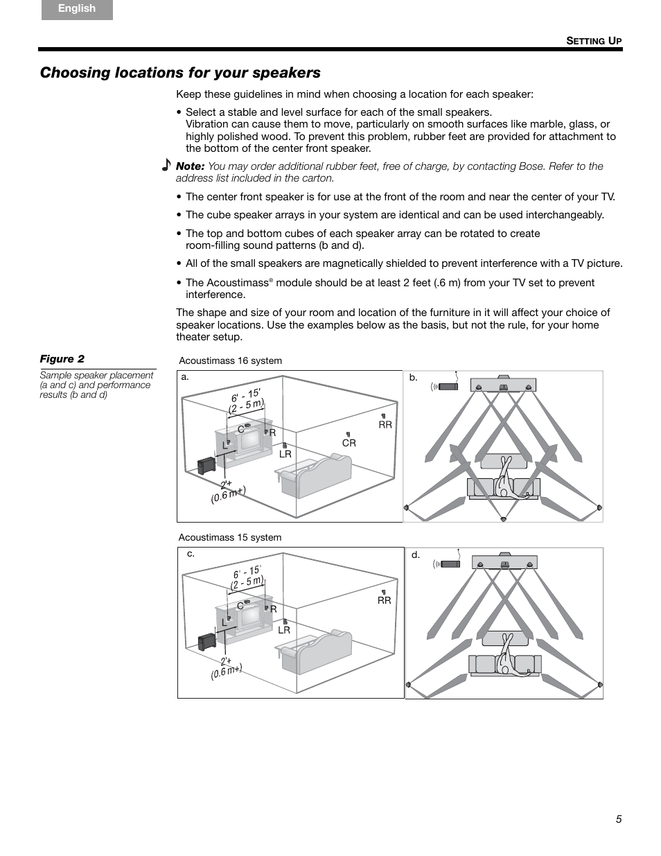 Choosing locations for your speakers | Bose 15 Series III User Manual | Page 5 / 44