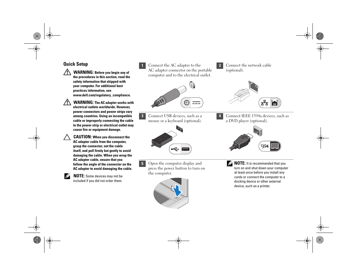 Quick setup | Dell Latitude E5410 (Mid 2010) User Manual | Page 5 / 8