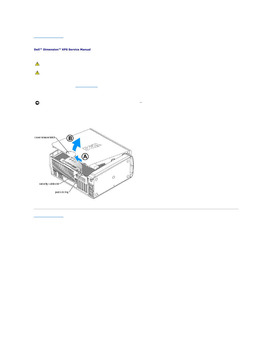 Opening the computer cover | Dell XPS/Dimension XPS Gen 5 User Manual | Page 11 / 56