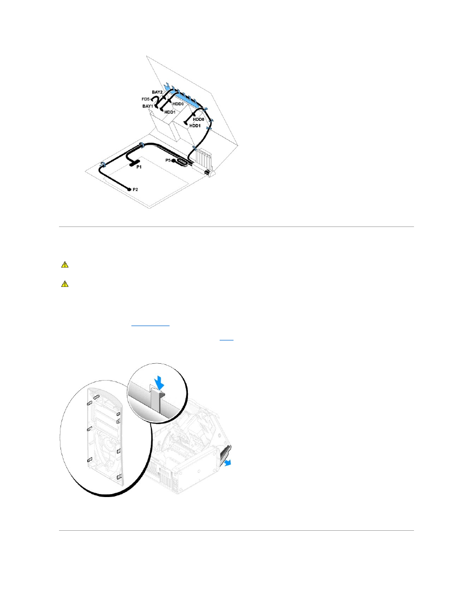 Front panel, Front led board, Removing the front panel | Dell XPS/Dimension XPS Gen 5 User Manual | Page 36 / 56