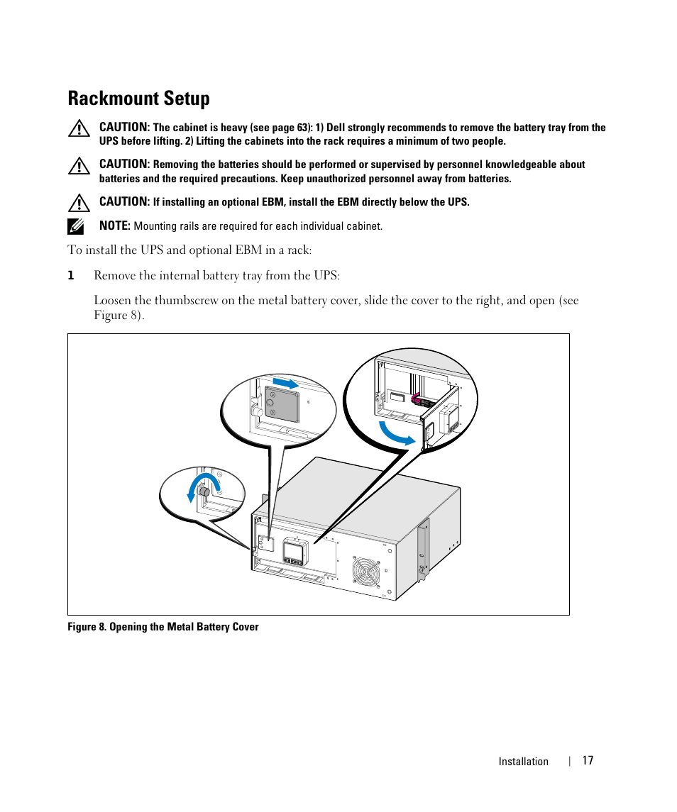 Rackmount setup | Dell UPS 2700R User Manual | Page 17 / 71