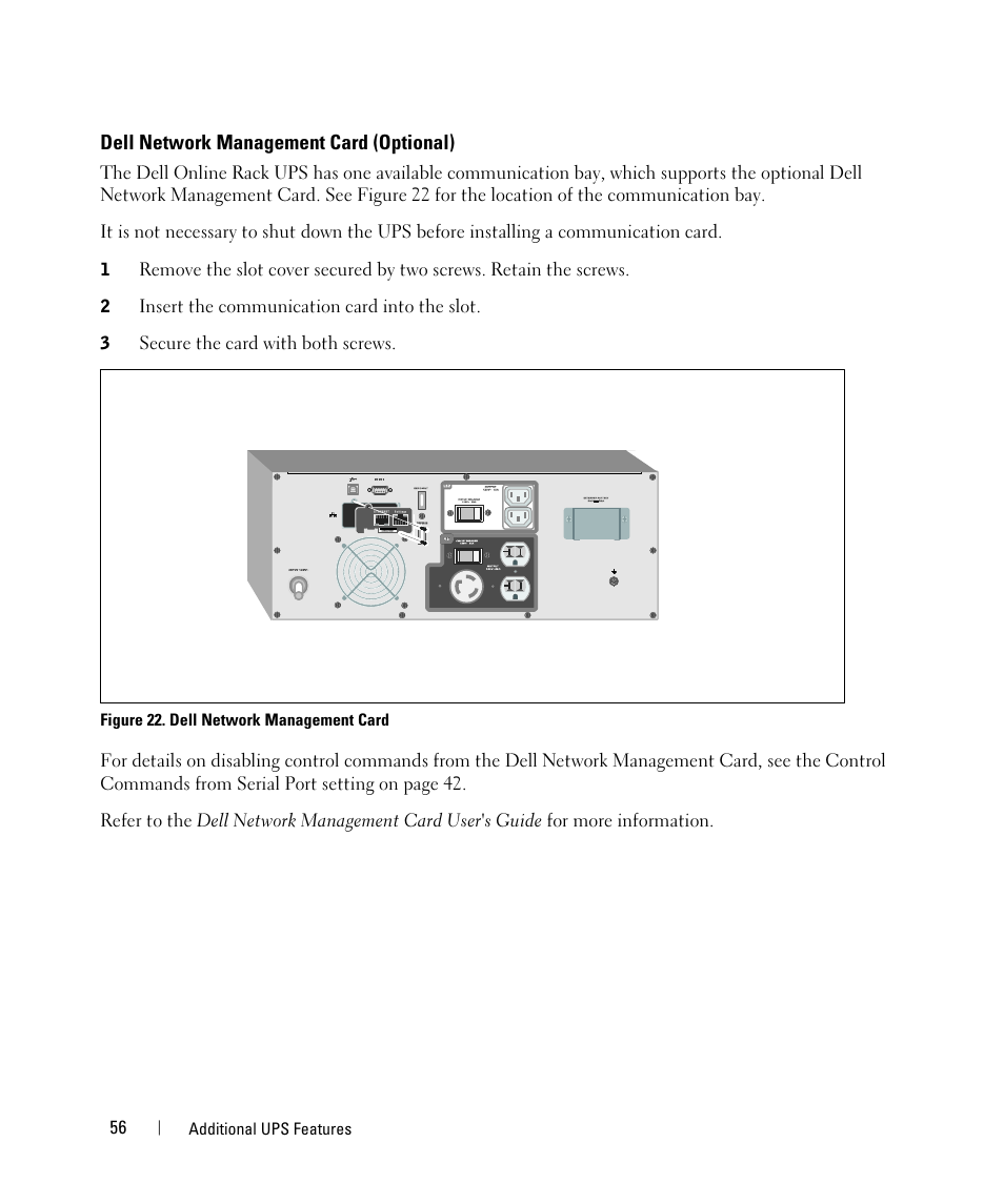 Dell network management card (optional) | Dell UPS 2700R User Manual | Page 56 / 71