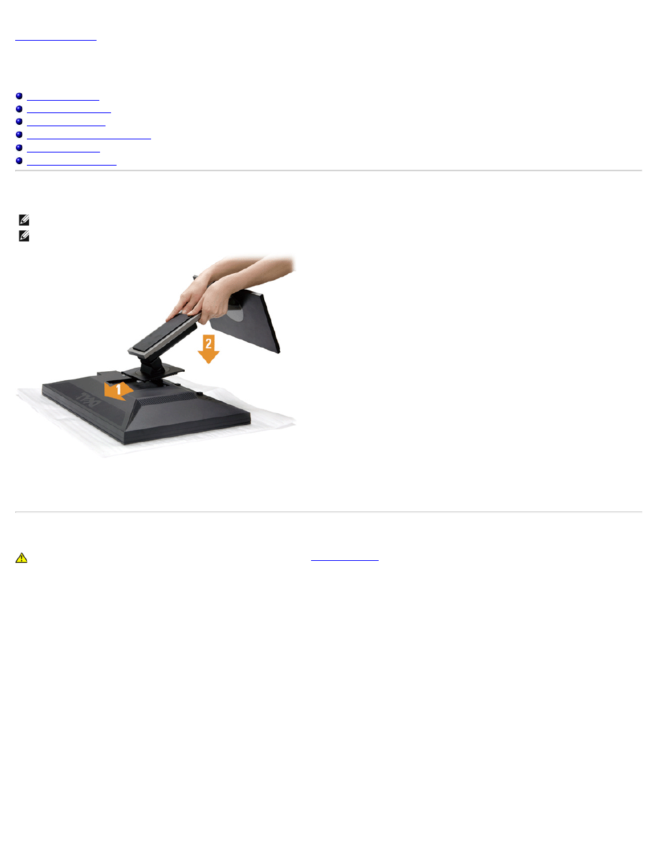Setup, Setting up the monitor, Attaching the stand | Connecting your monitor | Dell P2211H Monitor User Manual | Page 12 / 37