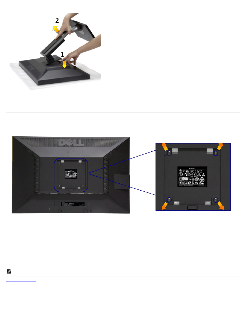 Wall mounting (optional) | Dell P2211H Monitor User Manual | Page 15 / 37