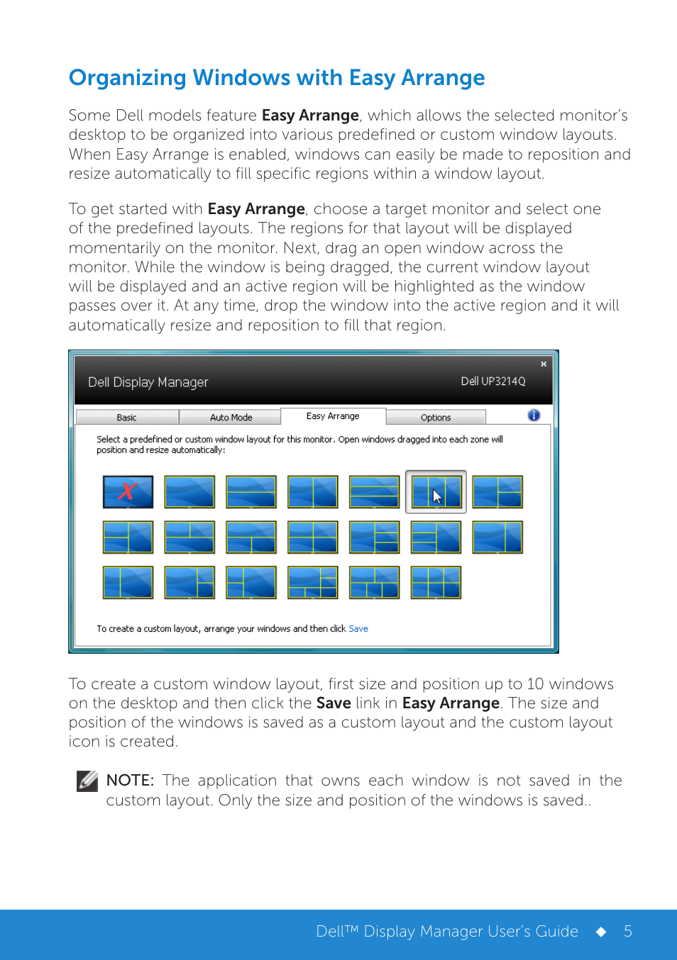 Organizing windows with easy arrange | Dell UP3214Q Monitor User Manual | Page 5 / 6