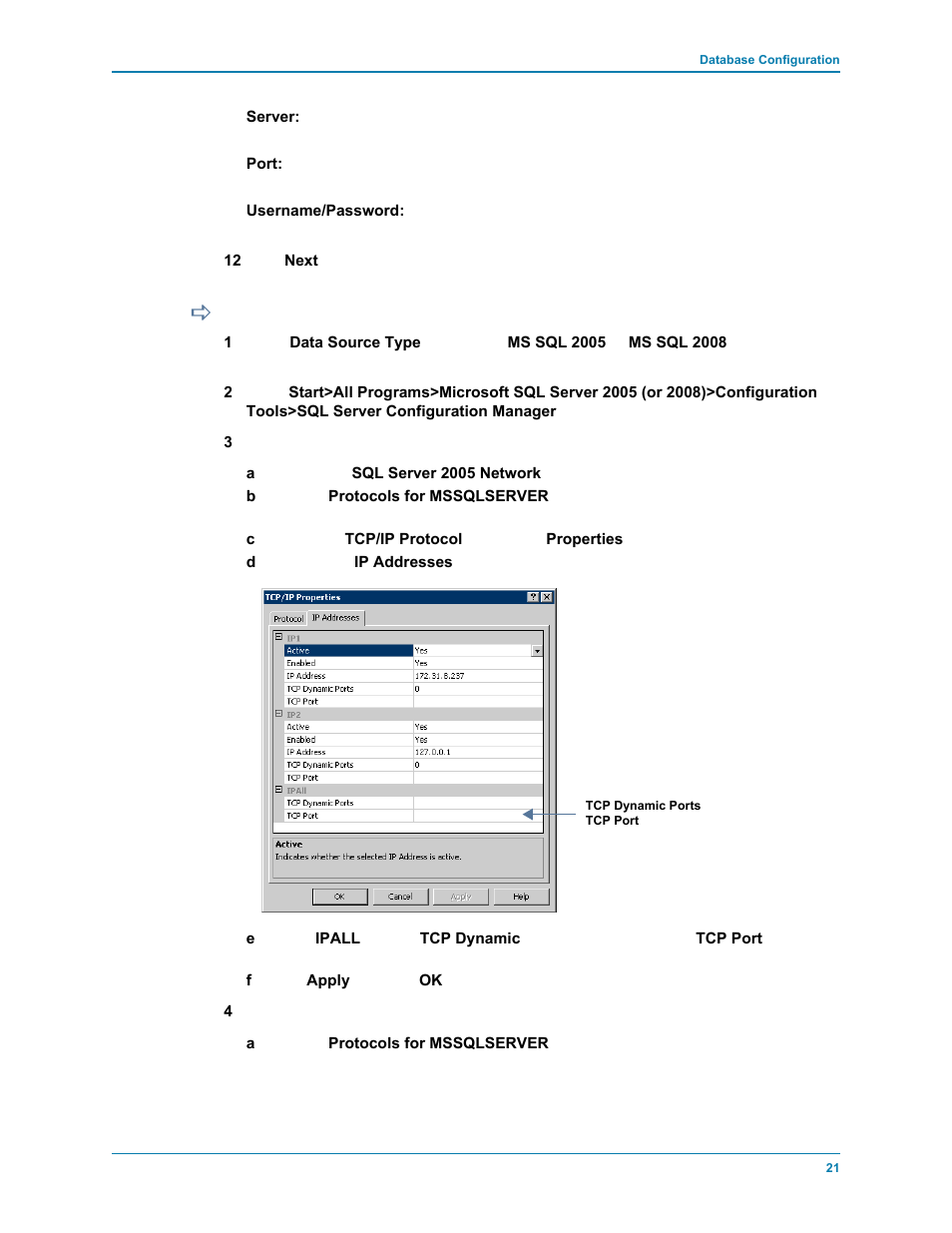 To configure microsoft sql servers 2005/2008, Go to, To configure microsoft sql servers 2005/2008 on | And follow the configuration steps for the | Dell Compellent Series 30 User Manual | Page 29 / 116