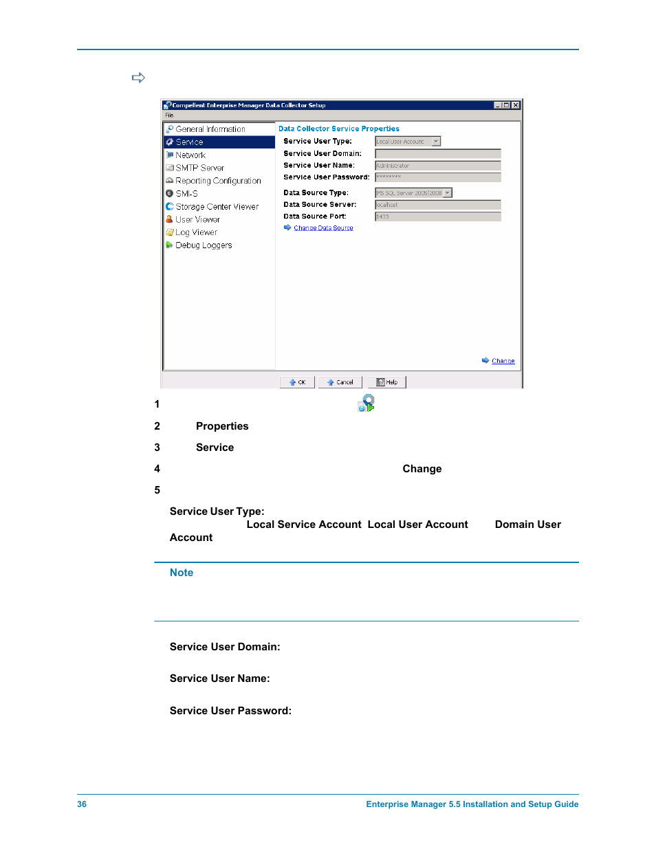 To update data collector service properties | Dell Compellent Series 30 User Manual | Page 44 / 116