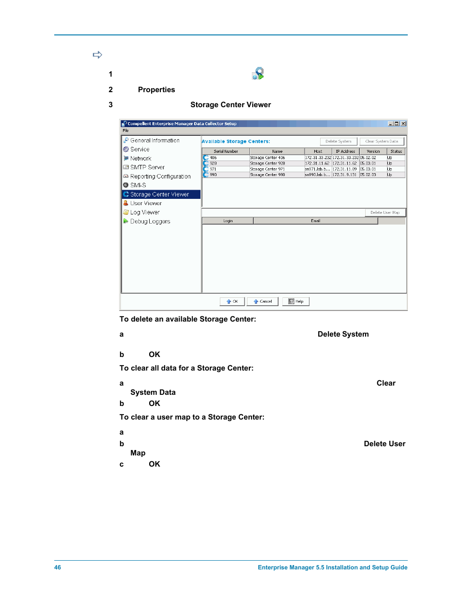 To change available storage centers | Dell Compellent Series 30 User Manual | Page 54 / 116