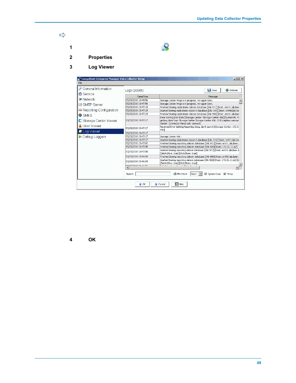 To view log entries | Dell Compellent Series 30 User Manual | Page 57 / 116