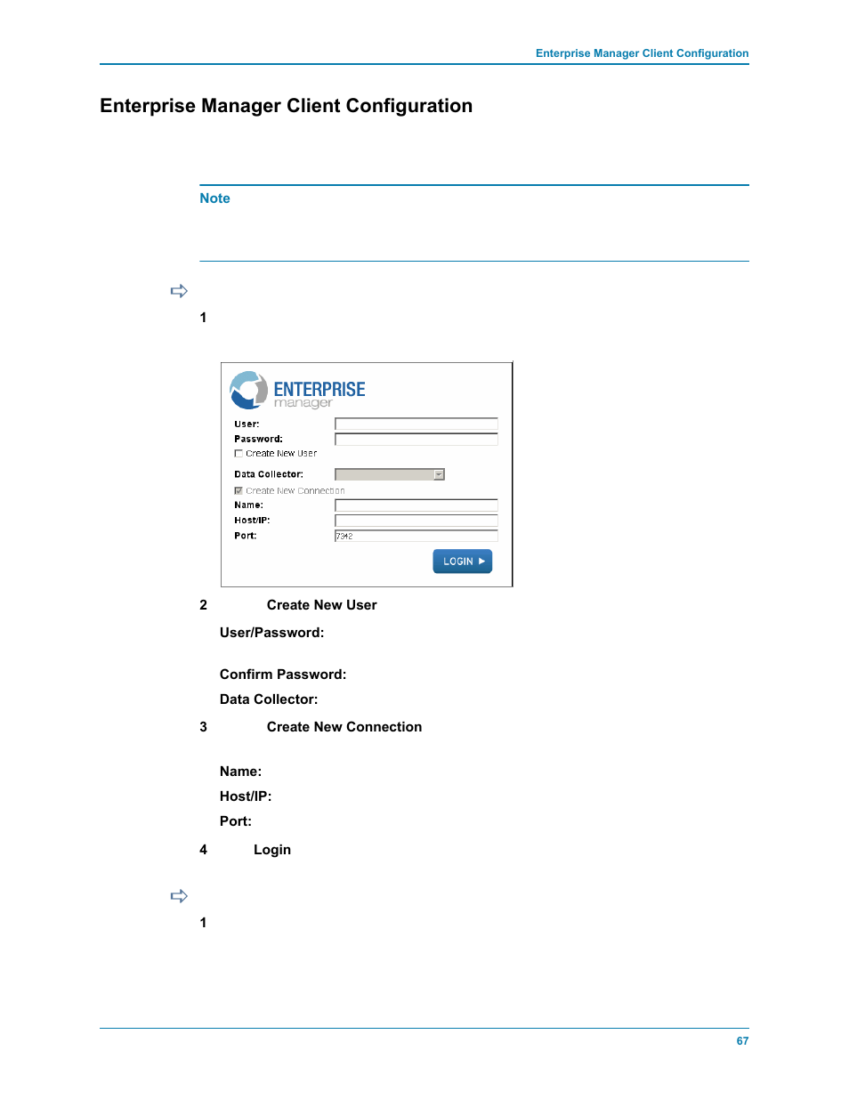 Enterprise manager client configuration, To identify the data collector server, To add storage centers | Dell Compellent Series 30 User Manual | Page 75 / 116