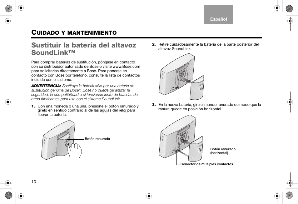 Sustituir la batería del altavoz soundlink | Bose SoundLink AM319182 User Manual | Page 32 / 56