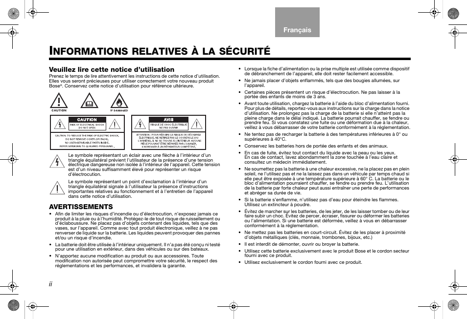 Nformations, Relatives, Sécurité | Bose SoundLink AM319182 User Manual | Page 38 / 56