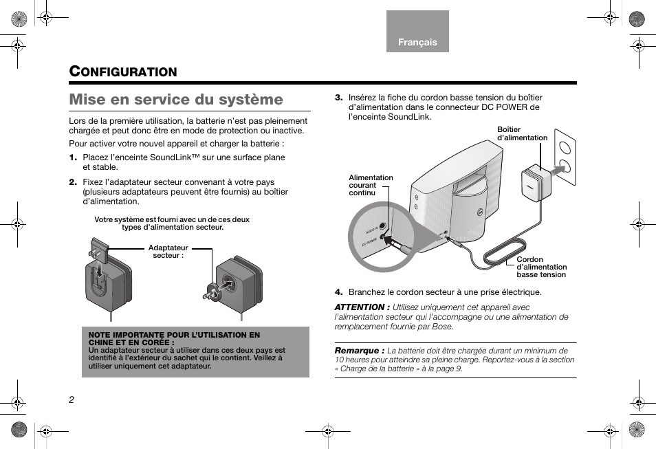 Mise en service du système, Onfiguration | Bose SoundLink AM319182 User Manual | Page 42 / 56