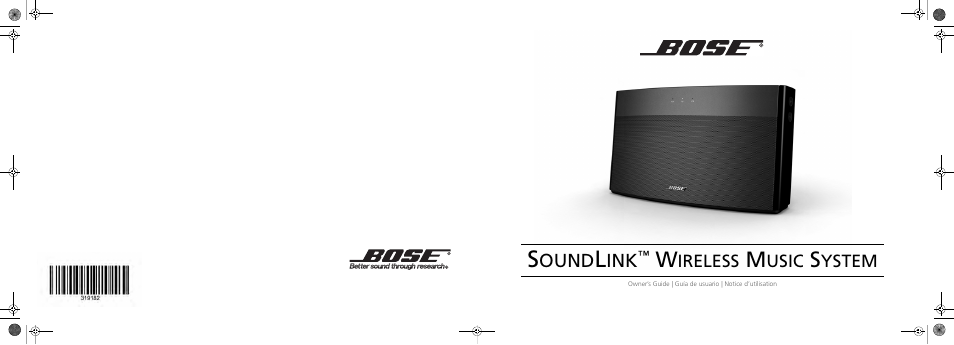 Am319182_cover.pdf, Ound, Ireless | Usic, Ystem | Bose SoundLink AM319182 User Manual | Page 56 / 56