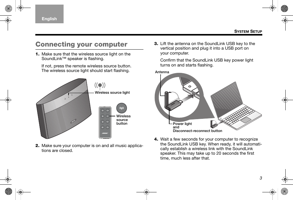 Connecting your computer | Bose SoundLink AM319182 User Manual | Page 7 / 56
