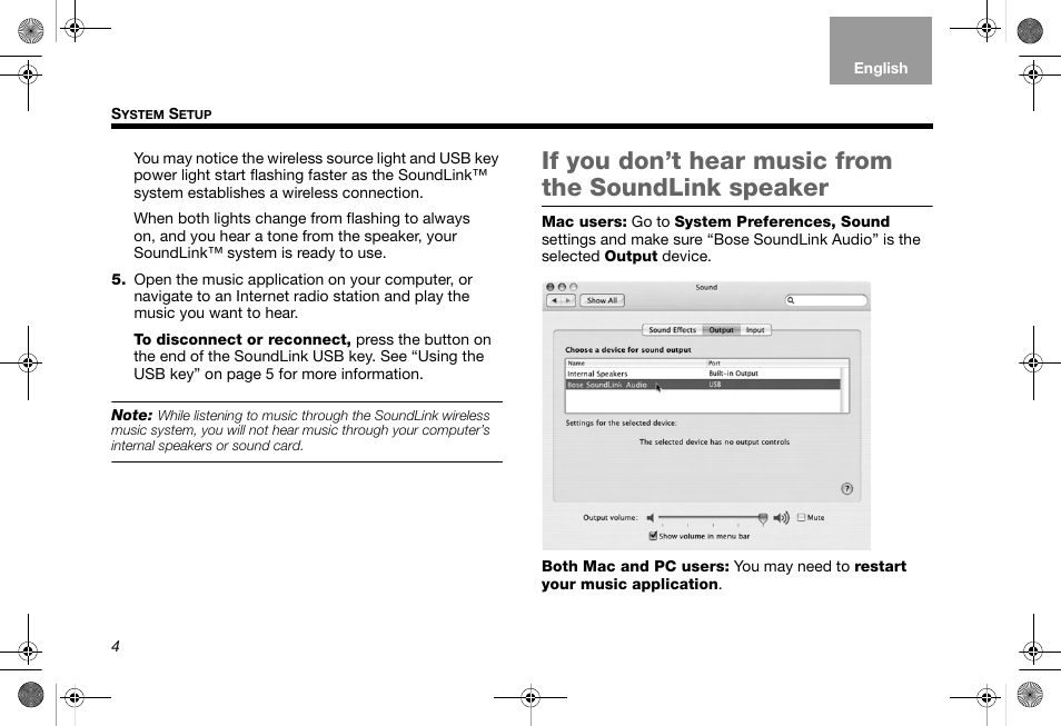 If you don’t hear music from the soundlink speaker | Bose SoundLink AM319182 User Manual | Page 8 / 56