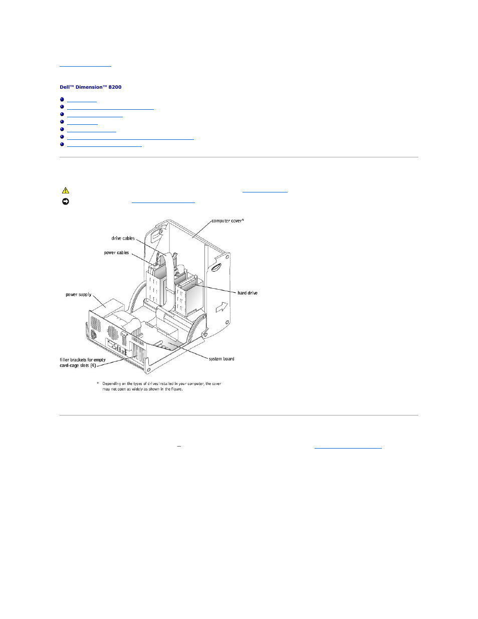 Technical overview, Internal view, System board connectors and sockets | Dell Dimension 8200 User Manual | Page 49 / 57