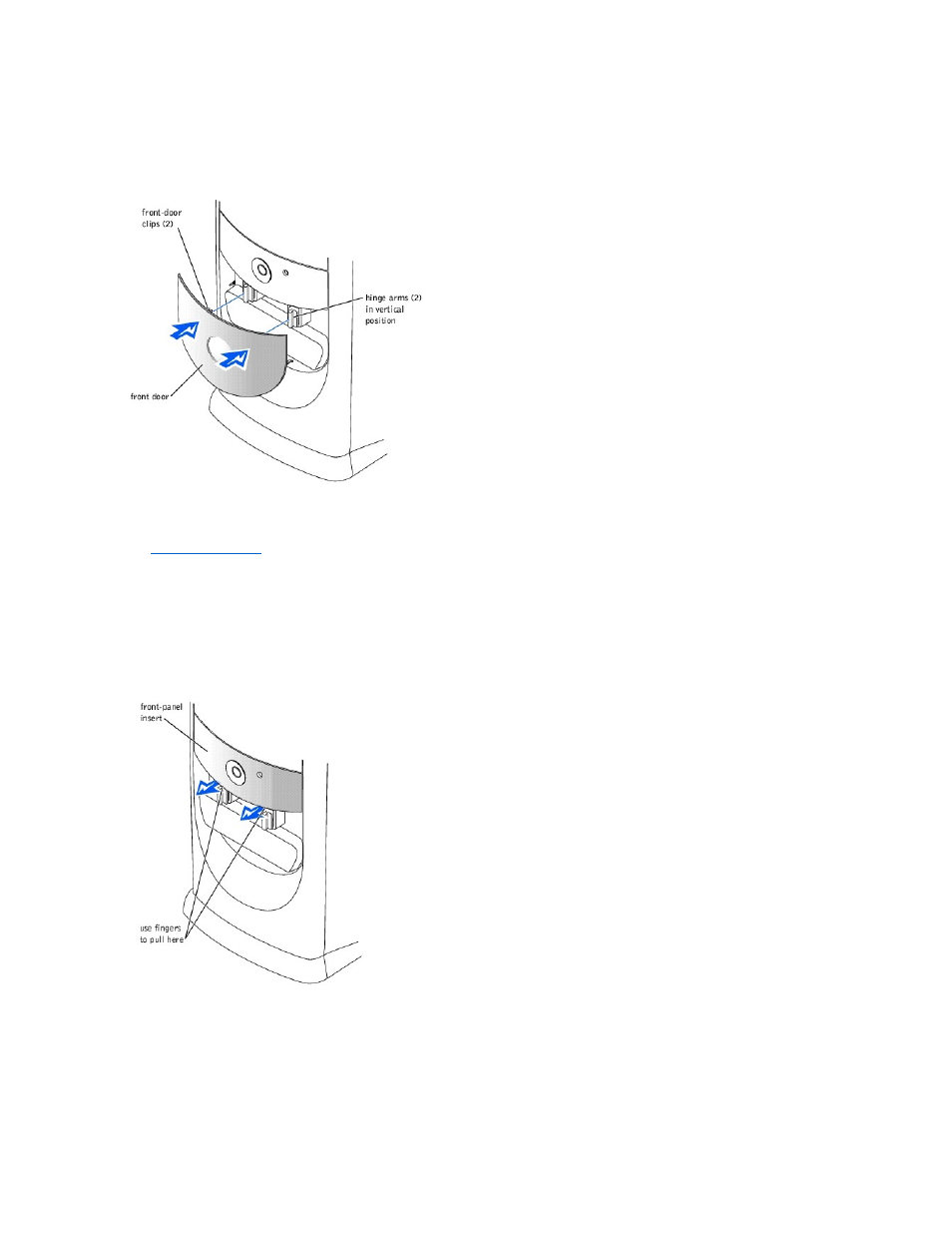 Reattaching the hinge arms | Dell Dimension 8200 User Manual | Page 9 / 57