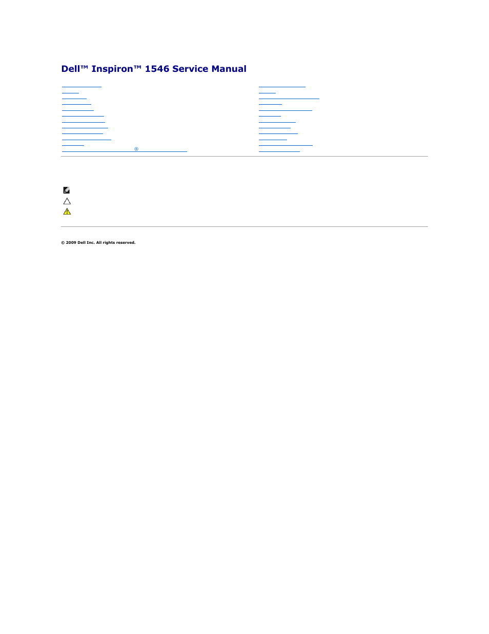 Dell Inspiron 1546 (Late 2009) User Manual | 54 pages