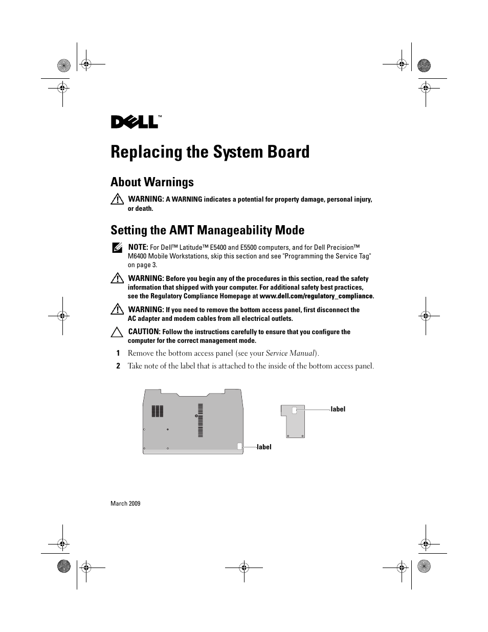 Dell Latitude XT2 (Early 2009) User Manual | 4 pages