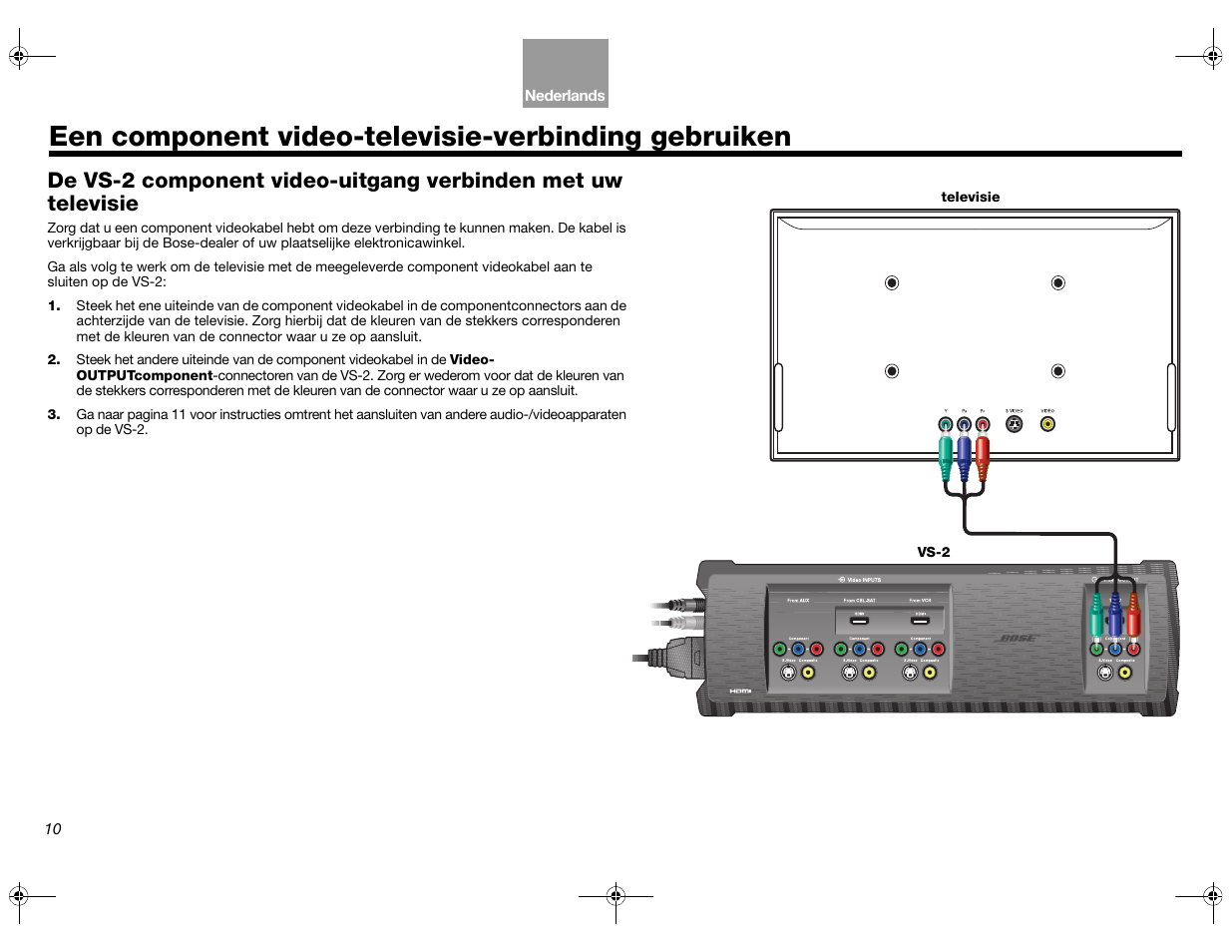 Een component video-televisie-verbinding gebruiken | Bose Lifestyle AM301726 User Manual | Page 142 / 267