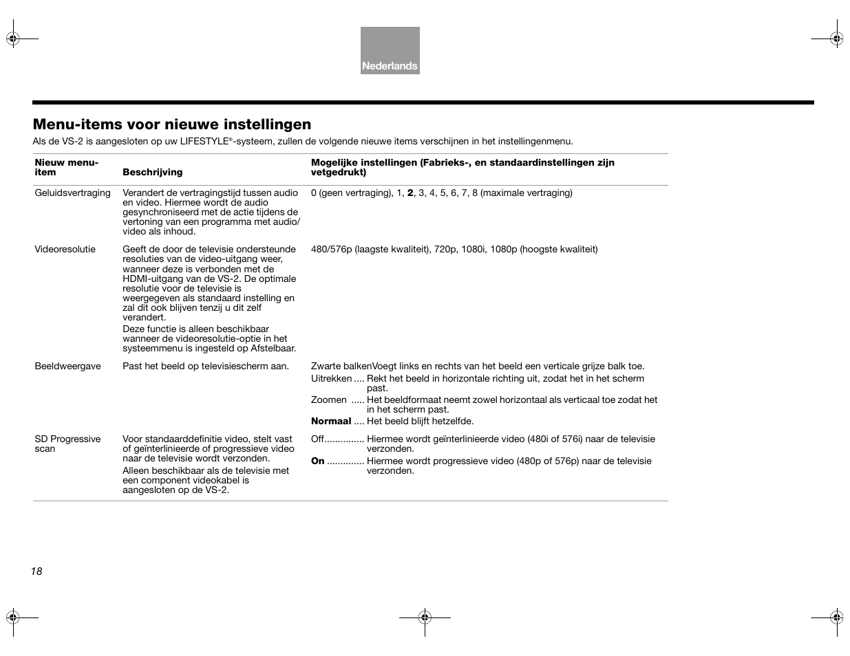 Menu-items voor nieuwe instellingen | Bose Lifestyle AM301726 User Manual | Page 150 / 267