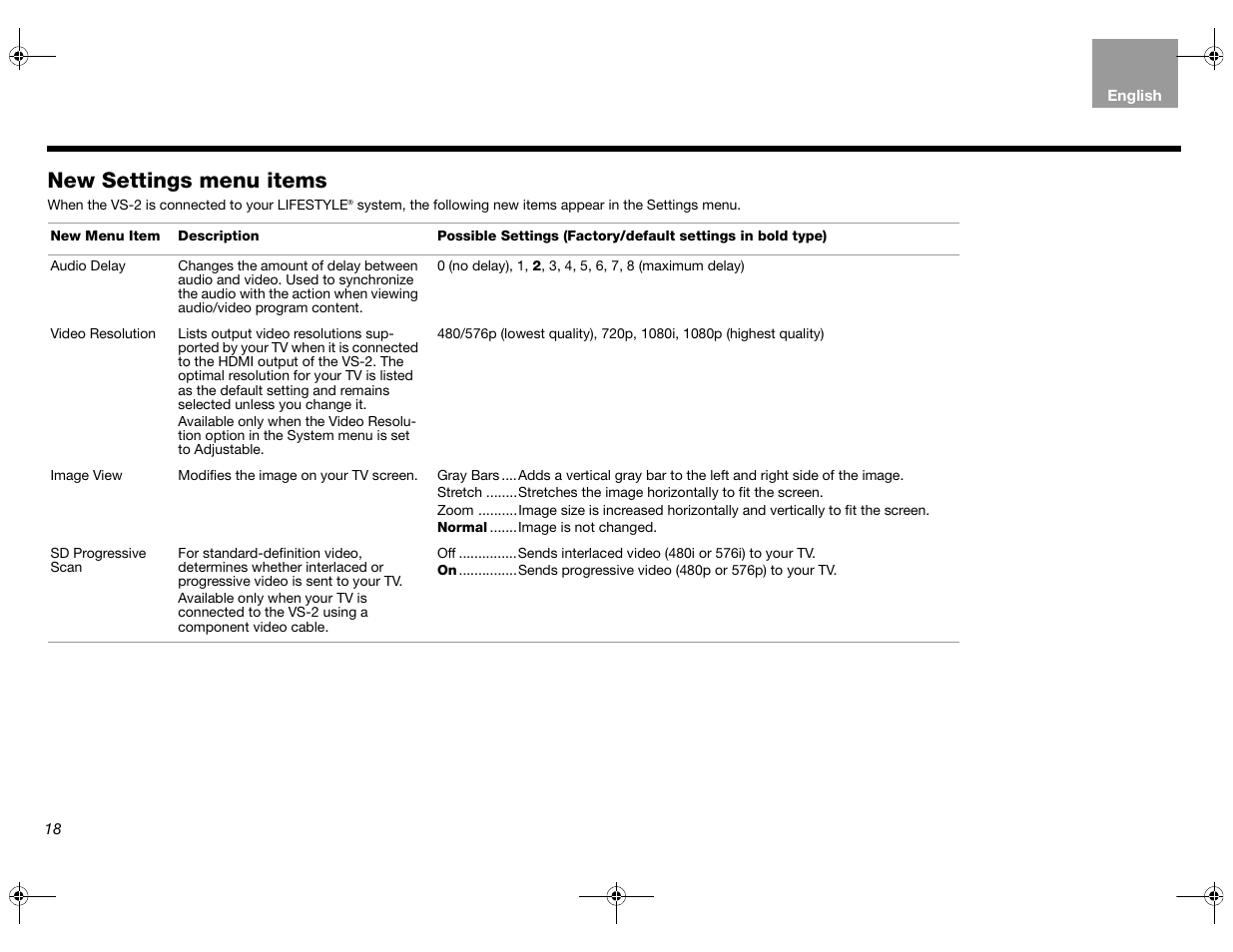 New settings menu items | Bose Lifestyle AM301726 User Manual | Page 18 / 267