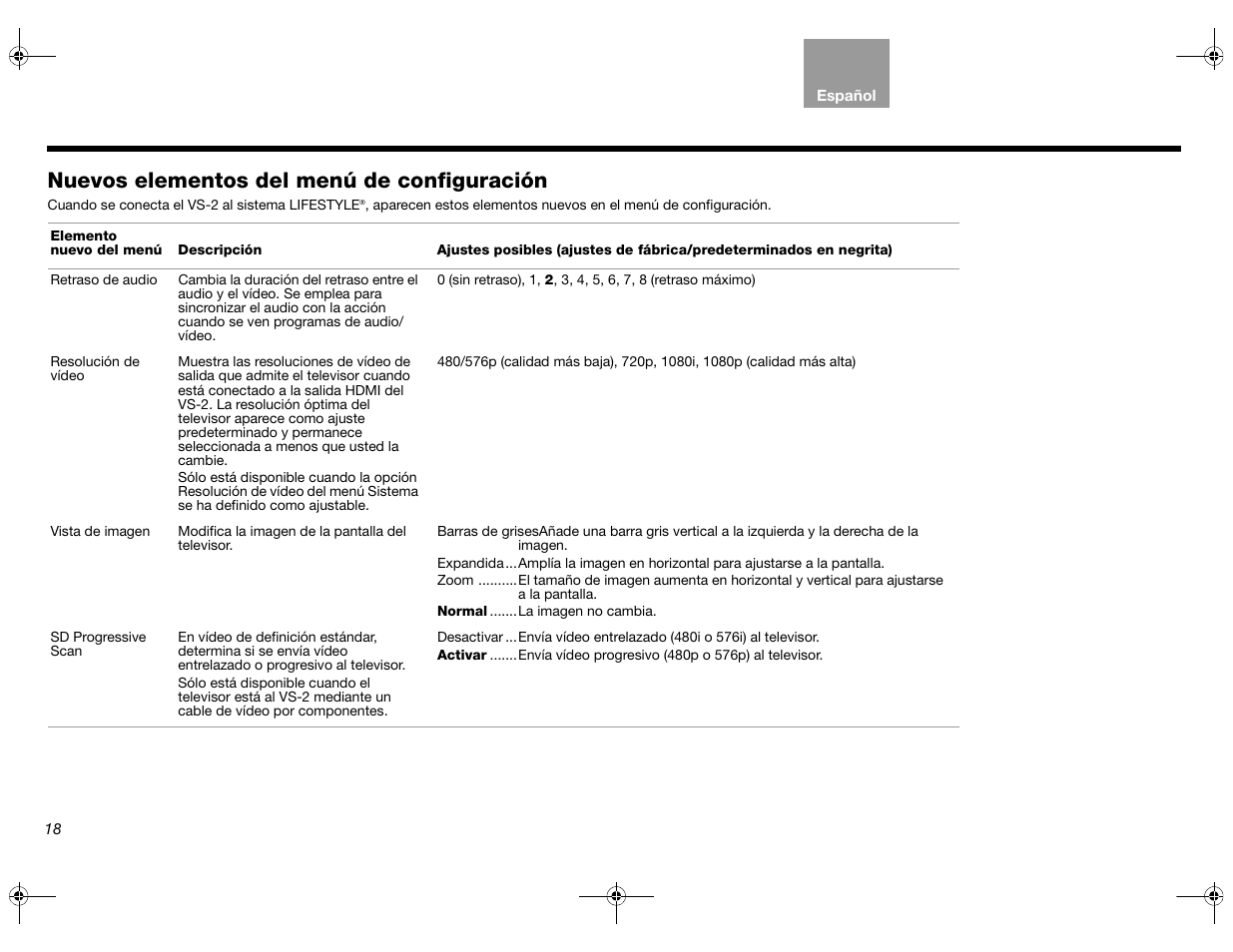 Nuevos elementos del menú de configuración | Bose Lifestyle AM301726 User Manual | Page 84 / 267