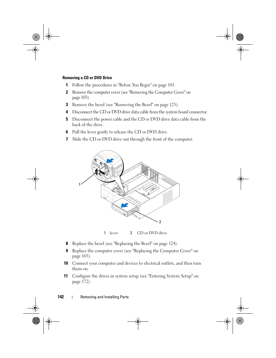 D drive (see "removing a cd or dvd drive" on | Dell Inspiron 531s (Mid 2007) User Manual | Page 142 / 212