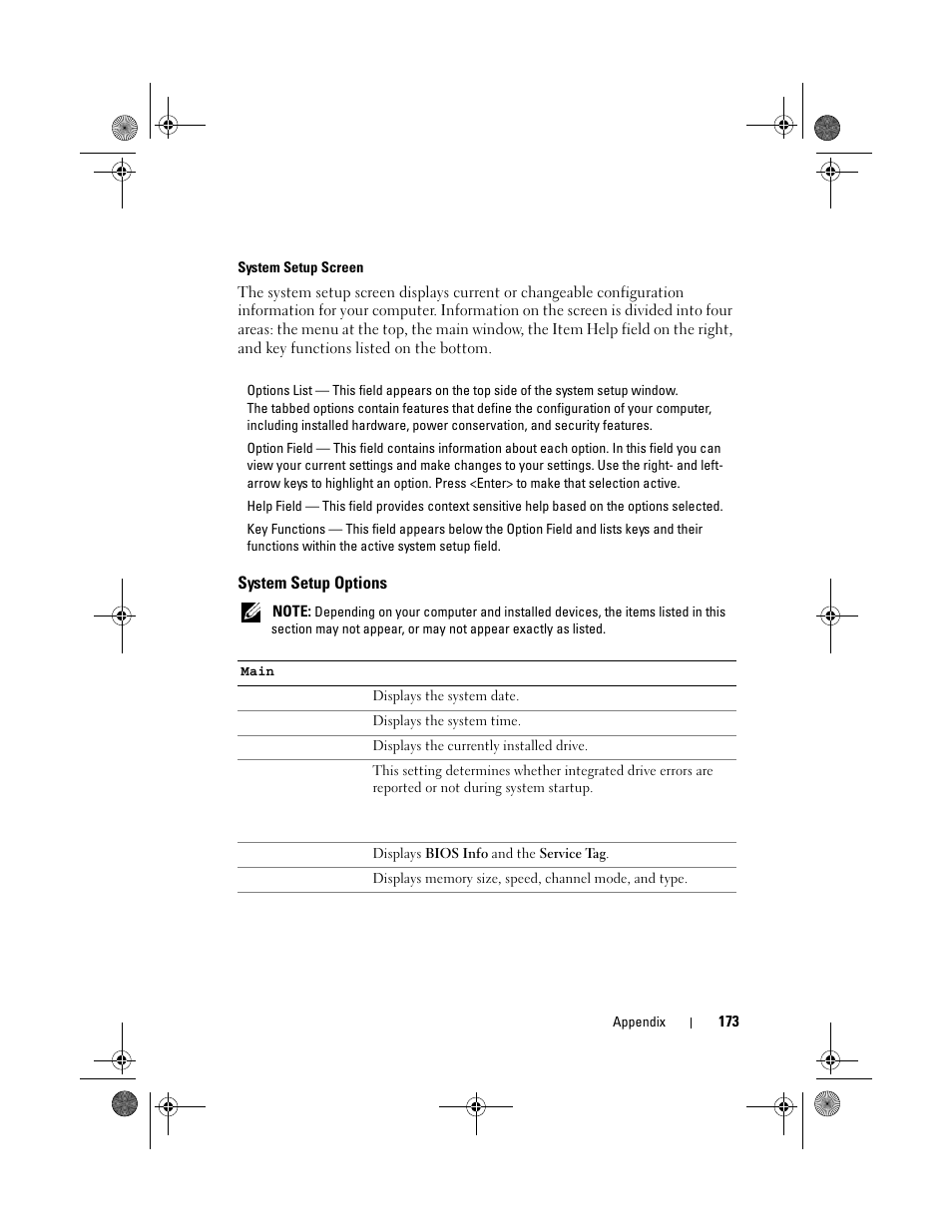 System setup options, About raid options, see "system setup options | Dell Inspiron 531s (Mid 2007) User Manual | Page 173 / 212