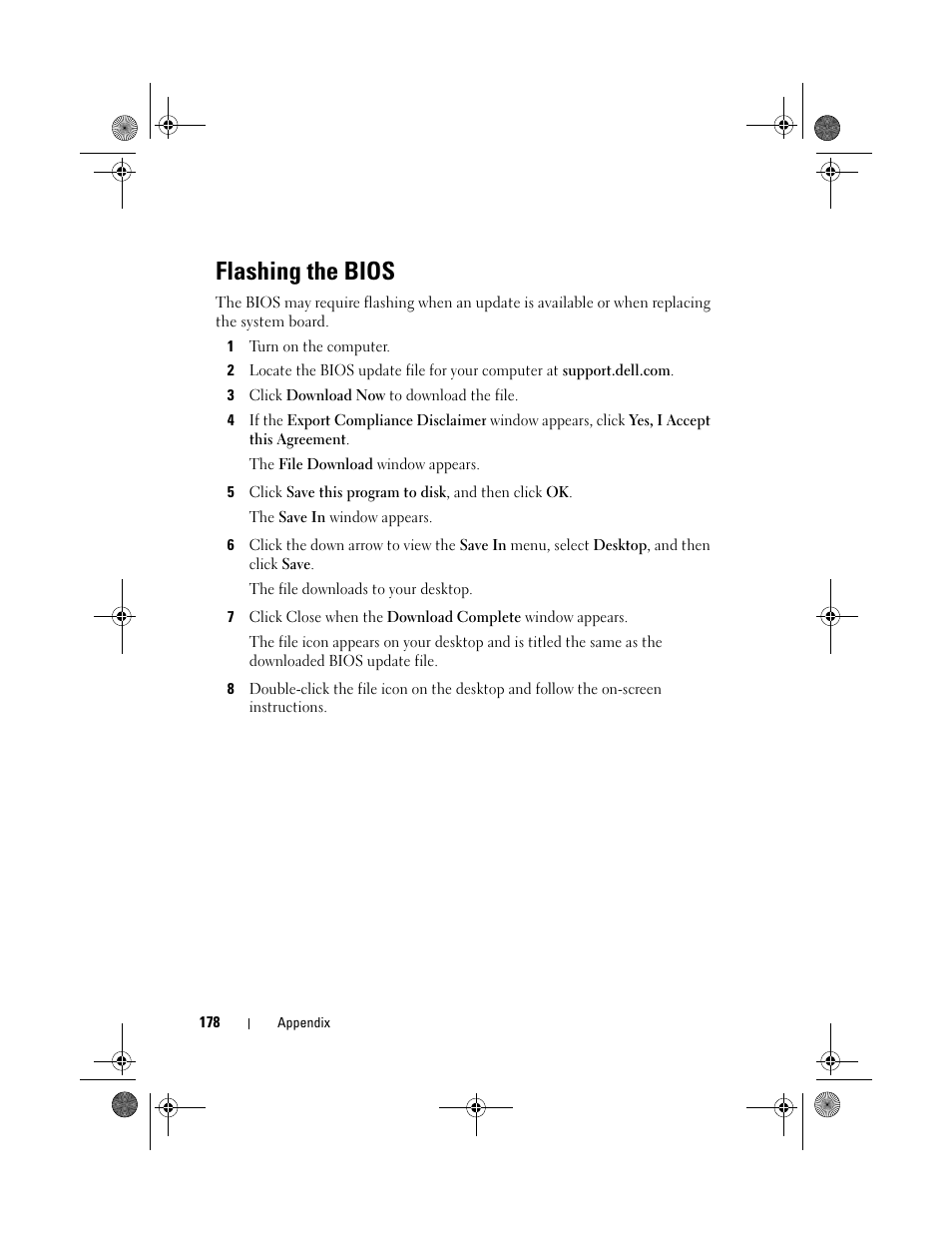 Flashing the bios | Dell Inspiron 531s (Mid 2007) User Manual | Page 178 / 212