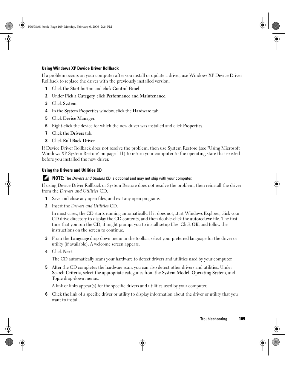 Dell Inspiron E1705 User Manual | Page 109 / 188