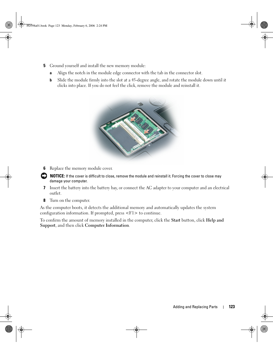 Dell Inspiron E1705 User Manual | Page 123 / 188