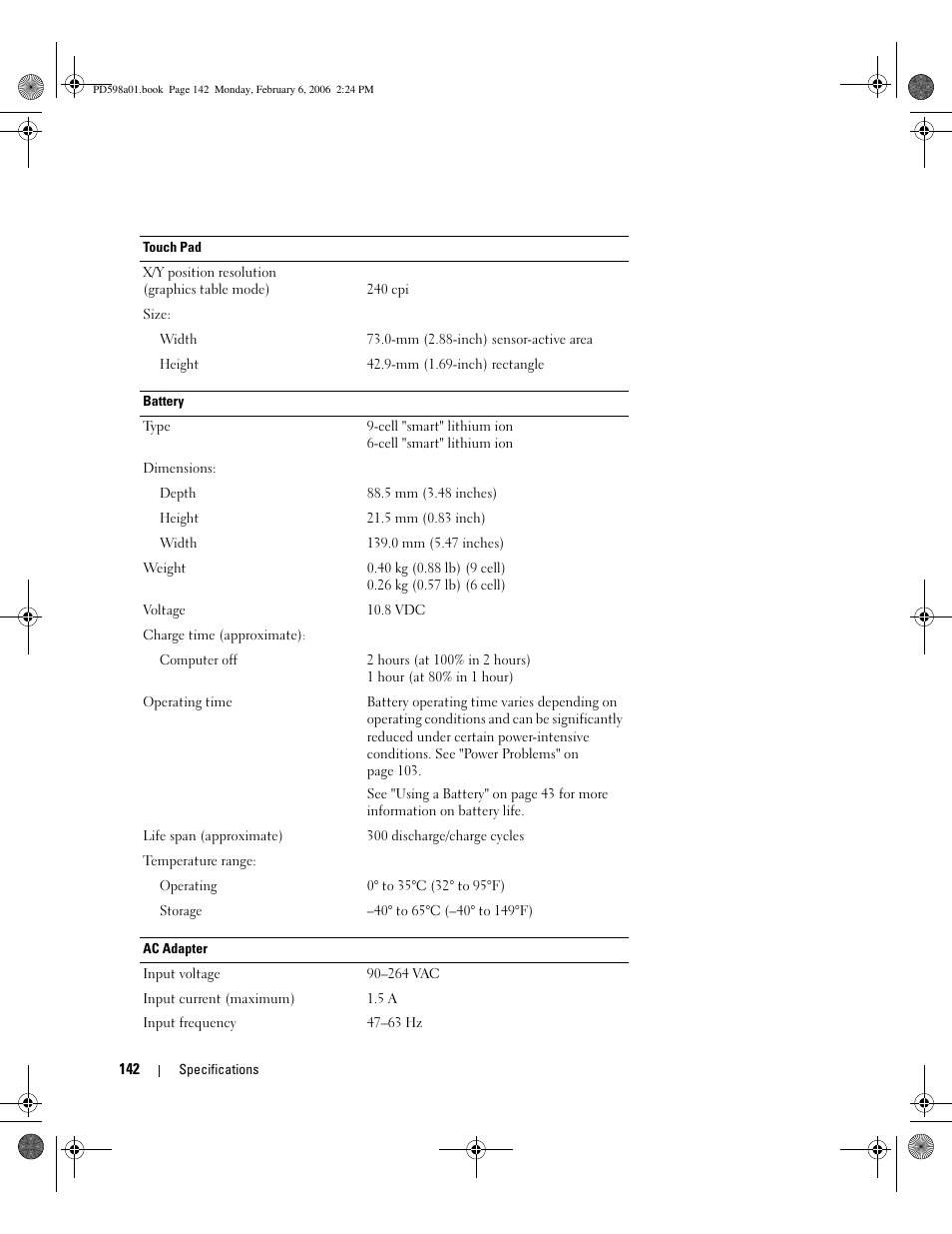 Dell Inspiron E1705 User Manual | Page 142 / 188