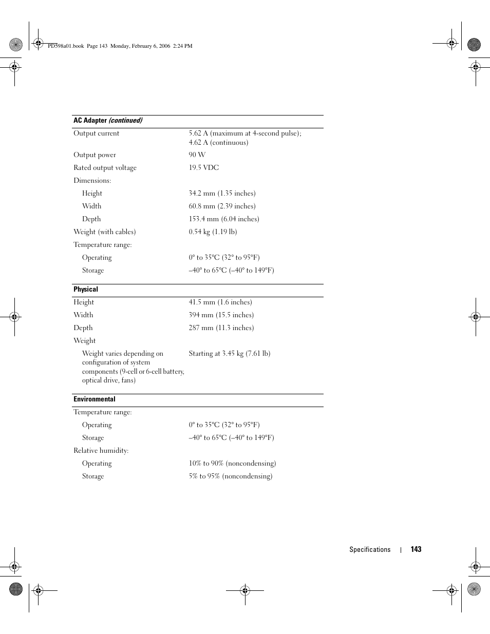 Dell Inspiron E1705 User Manual | Page 143 / 188