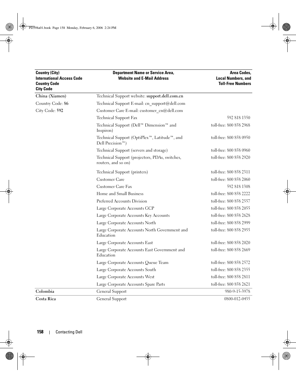 Dell Inspiron E1705 User Manual | Page 158 / 188