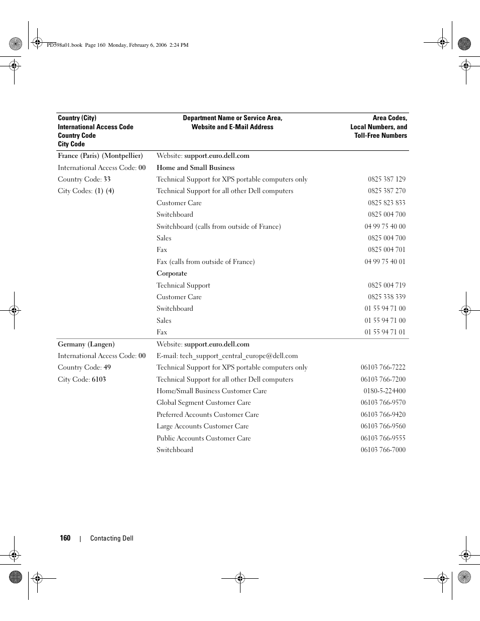 Dell Inspiron E1705 User Manual | Page 160 / 188