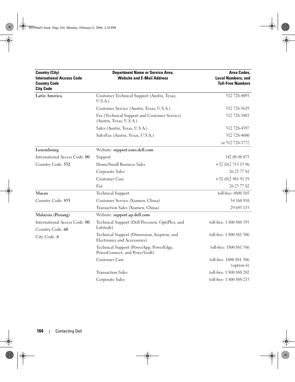 Dell Inspiron E1705 User Manual | Page 164 / 188