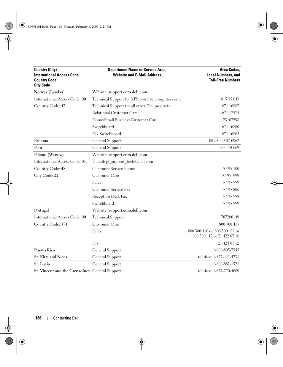 Dell Inspiron E1705 User Manual | Page 166 / 188