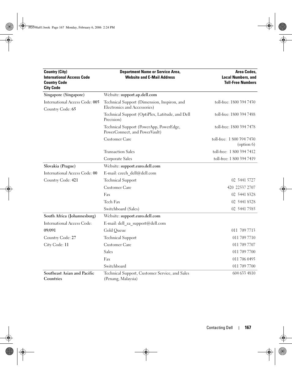 Dell Inspiron E1705 User Manual | Page 167 / 188