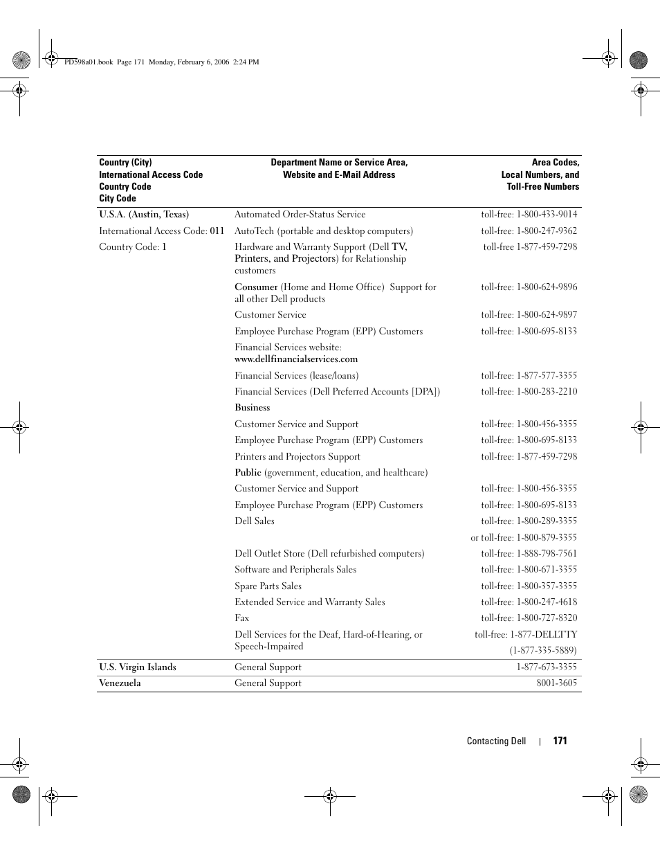 Dell Inspiron E1705 User Manual | Page 171 / 188