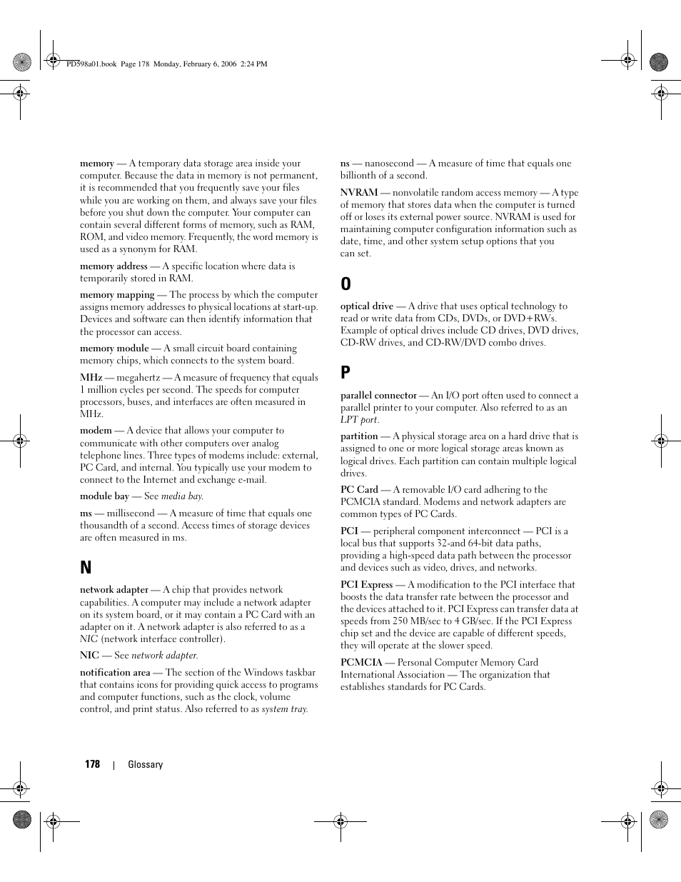 Dell Inspiron E1705 User Manual | Page 178 / 188