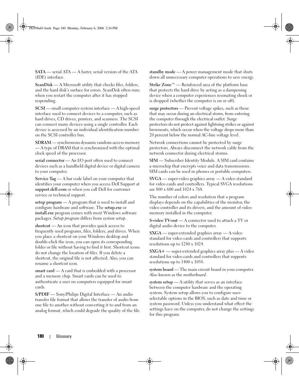 Dell Inspiron E1705 User Manual | Page 180 / 188