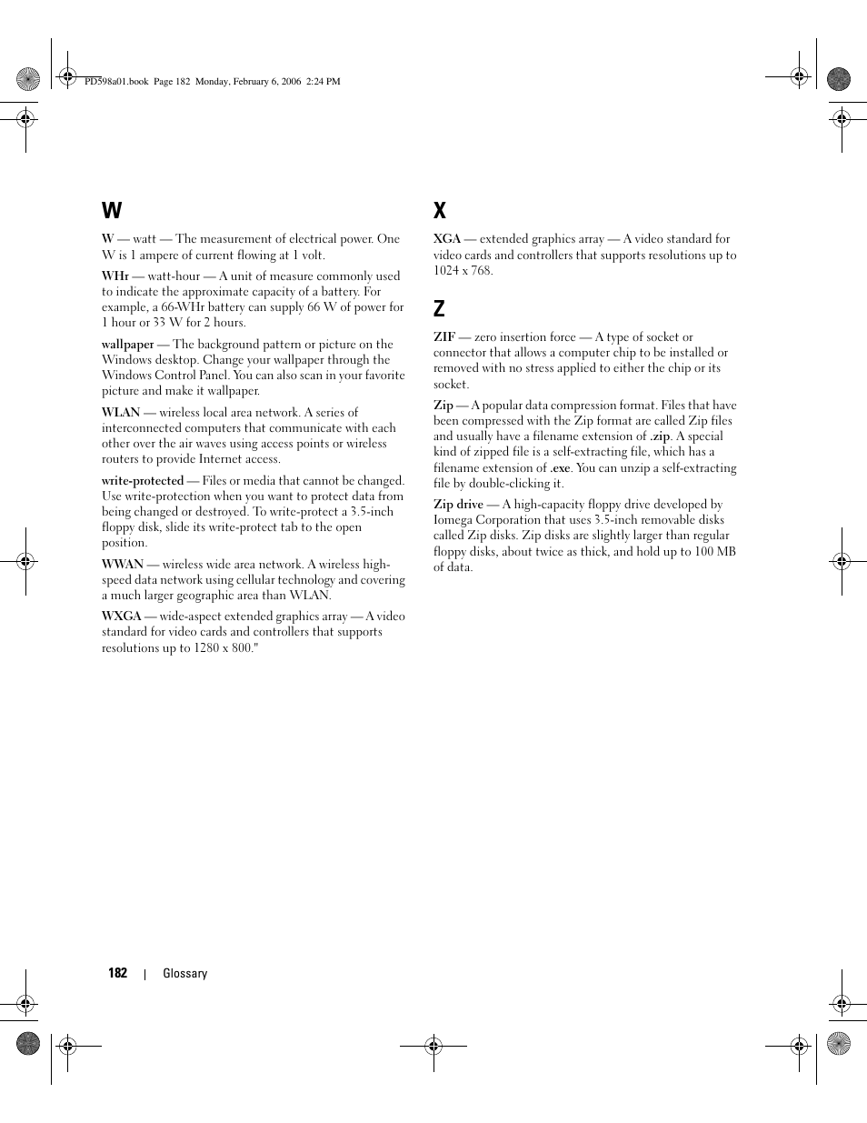 Dell Inspiron E1705 User Manual | Page 182 / 188
