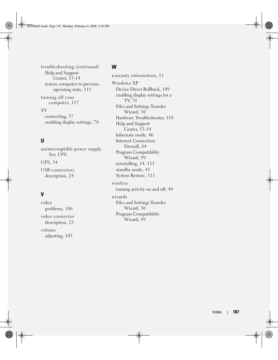 Dell Inspiron E1705 User Manual | Page 187 / 188