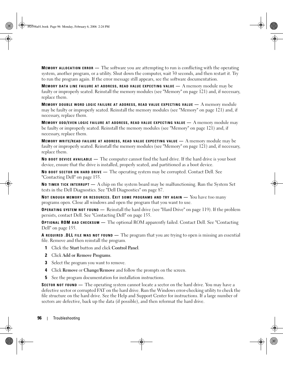 Dell Inspiron E1705 User Manual | Page 96 / 188