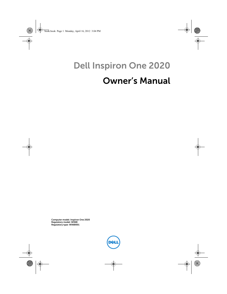 Dell Inspiron One 2020 (Early 2012) User Manual | 110 pages