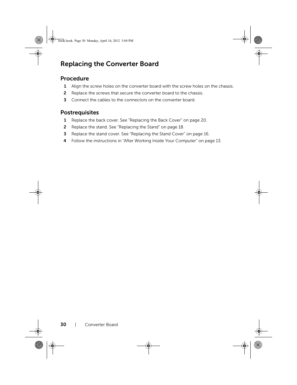 Replacing the converter board | Dell Inspiron One 2020 (Early 2012) User Manual | Page 30 / 110