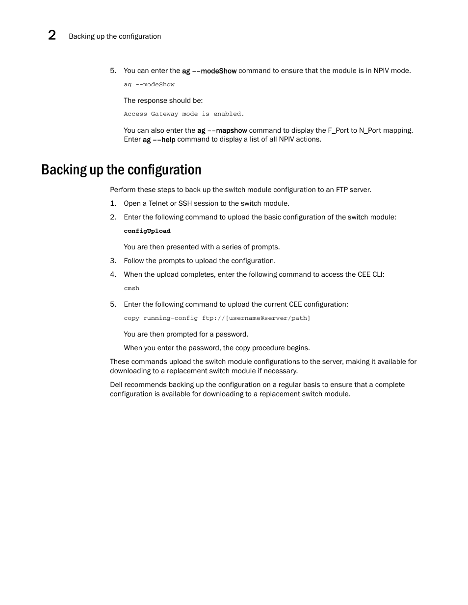 Backing up the configuration | Dell POWEREDGE M1000E User Manual | Page 32 / 54